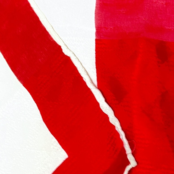 MANOLO BORROMEO Red And Cream Women’s Silk Scarf 33"/33" G.C - Picture 9 of 13